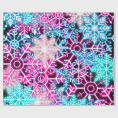 Kleurrijke Kerstmis Neon Snowflakes Patroon Cadeaupapier (Vlak)