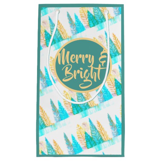 Kleurrijke Kerstmis Pine Klein Cadeauzakje (Voorkant)