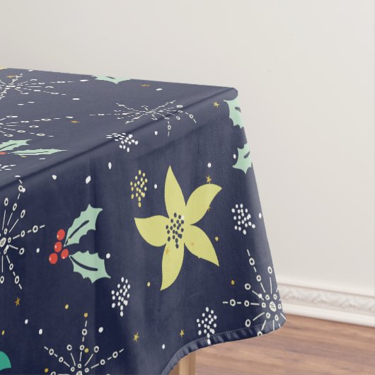 Kleurrijke Kerstmis Sneeuwvlokken & Bloemen Patroo Tafelkleed (Voorbeeld)