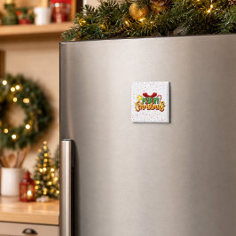 Kleurrijke Kerstmis Strik en Kerststok Magneet