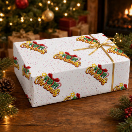 Kleurrijke Kerstmis Strik en Suikerstokje Cadeaupapier