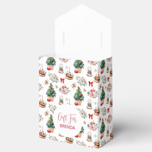 Kleurrijke Kerstmis Symbolen Patroon Aangepaste Te Bedankdoosjes (Geopend)