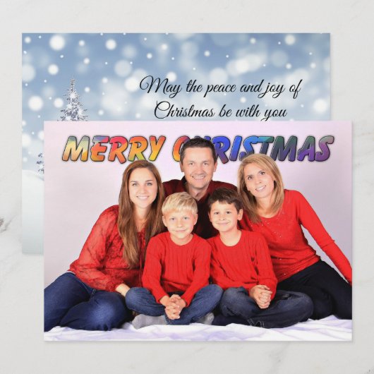 Kleurrijke Kerstmis Tekst wikkel rond Mensen Kaart (Voorkant / Achterkant)