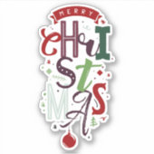 Kleurrijke Kerstmis Typografie Lettering Sticker (Voorkant)