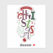 Kleurrijke Kerstmis Typografie Lettering Sticker (Vel)