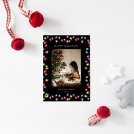 Kleurrijke Kerstmislichten Één Foto Feestdagenkaart