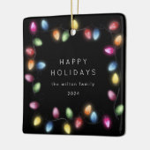 Kleurrijke Kerstmislichten Monogram Keramisch Ornament (Links)