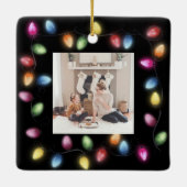 Kleurrijke Kerstmislichten Monogram Keramisch Ornament (Achterkant)