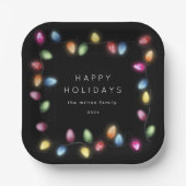 Kleurrijke Kerstmislichten Monogram Papieren Bordje (Voorkant)