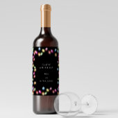 Kleurrijke Kerstmislichten Monogram Wijn Etiket