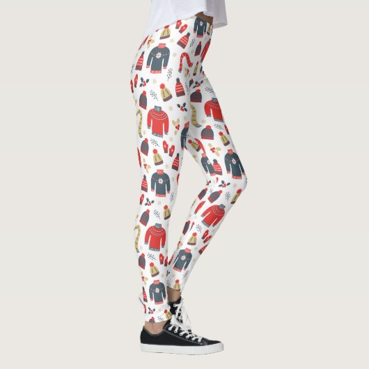 Kleurrijke Kerstmissymbolen & Truien Patroon Leggings (Rechts)