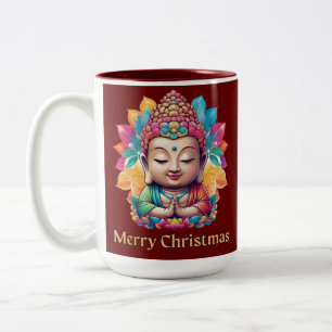 Kleurrijke Kerstmok met Boeddha Cute Kerst Tweekleurige Koffiemok