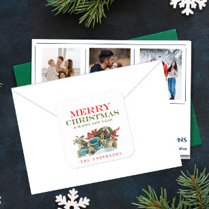 Kleurrijke Kerstnaam Voertuig Vrolijk Kerstfeest Vierkante Sticker