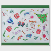 Kleurrijke kerstobjecten verspreid over de pagina cadeaupapier (Vlak)