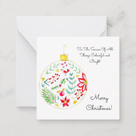 Kleurrijke Kerstornament Notitiekaartje