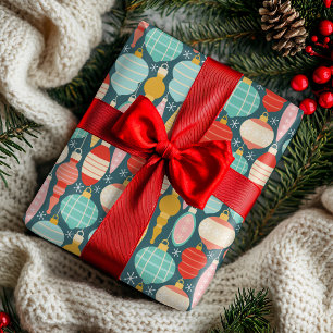 Kleurrijke Kerstornamenten Bolpatroon Cadeaupapier