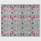 Kleurrijke kerstpatroonpapierbladen cadeaupapier (Vlak)