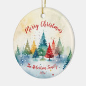 Kleurrijke kerstpijnbomen keramisch ornament (Links)