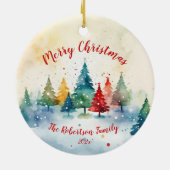 Kleurrijke kerstpijnbomen keramisch ornament (Achterkant)