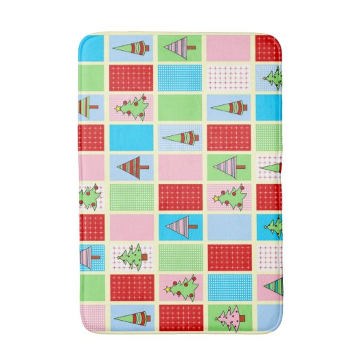 Kleurrijke kerstpleinen badmat (Voorkant Verticaal)