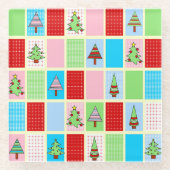 Kleurrijke kerstpleinen glazen onderzetter (Voorkant)