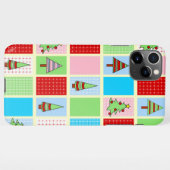 Kleurrijke kerstpleinen iPhone hoesje (Achterkant horizontaal)