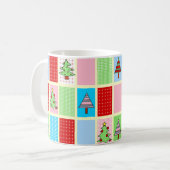 Kleurrijke kerstpleinen koffiemok (Voorkant links)