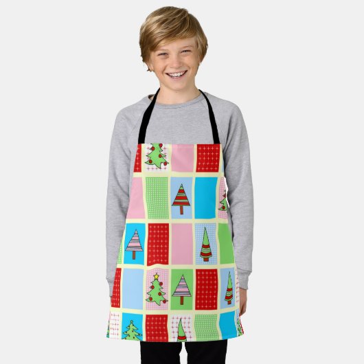 Kleurrijke kerstpleinen schort (Gedragen)