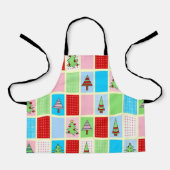 Kleurrijke kerstpleinen schort (Voorkant)