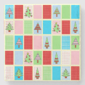 Kleurrijke kerstpleinen stenen onderzetter (Voorkant)