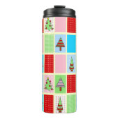 Kleurrijke kerstpleinen thermosbeker (Voorkant)