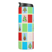 Kleurrijke kerstpleinen thermosbeker (Geroteerd rechts)