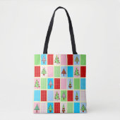 Kleurrijke kerstpleinen tote bag (Voorkant)