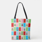 Kleurrijke kerstpleinen tote bag (Achterkant)