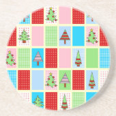 Kleurrijke kerstpleinen zandsteen onderzetter (Voorkant)