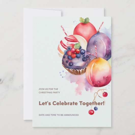 Kleurrijke kerstpudding, fruitcakes en Snoep Kaart (Voorkant)