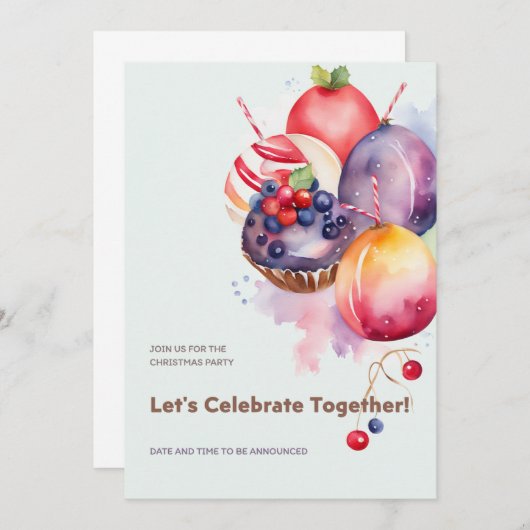 Kleurrijke kerstpudding, fruitcakes en Snoep Kaart (Voorkant / Achterkant)