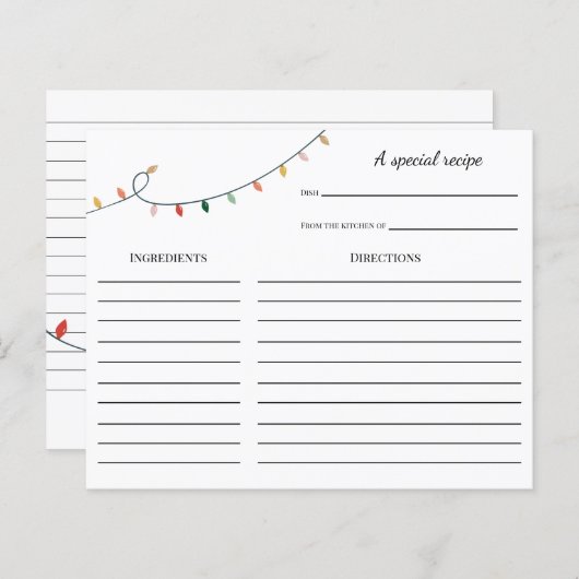 Kleurrijke kerstrecipkaart (Voorkant / Achterkant)