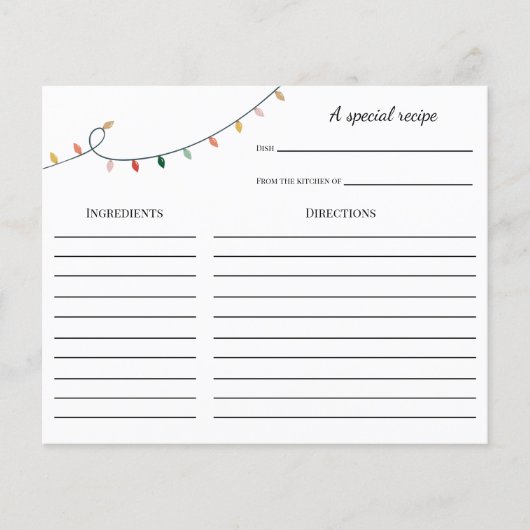 Kleurrijke kerstrecipkaart (Voorkant)
