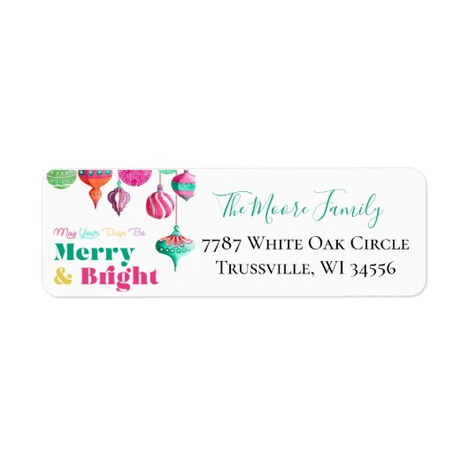 Kleurrijke kerstretour labels (Voorkant)