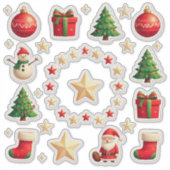 Kleurrijke Kerstset Sticker (Voorkant)
