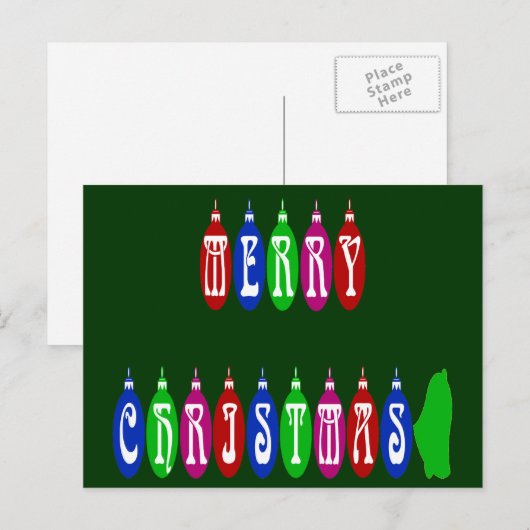 Kleurrijke kerstsierlettertype feestdagenkaart (Voorkant / Achterkant)