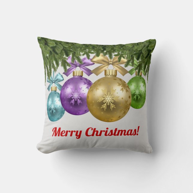 Kleurrijke Kerstsneeuwvlokken Ornamenten Kussen (Voorkant)