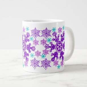 Kleurrijke kerstsnowflake Jumbo Cup Grote Koffiekop