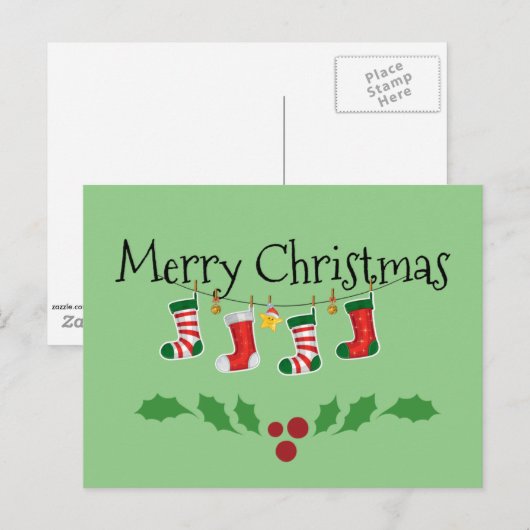 Kleurrijke Kerstsokken--Prettig Kerstfeest Briefkaart (Voorkant / Achterkant)