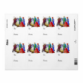 Kleurrijke kerststal cadeau Label (Full Sheet)