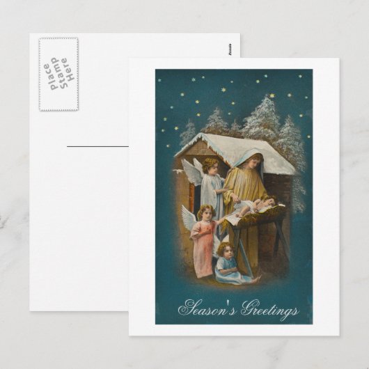 Kleurrijke  kerststal kaart (Voorkant / Achterkant)