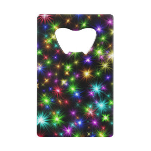 Kleurrijke Kerstster Stralen Patroon Creditkaart Flessenopener