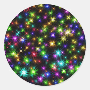 Kleurrijke Kerstster Stralen Patroon Ronde Sticker