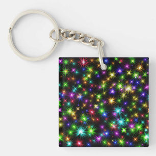 Kleurrijke Kerstster Stralen Patroon Sleutelhanger